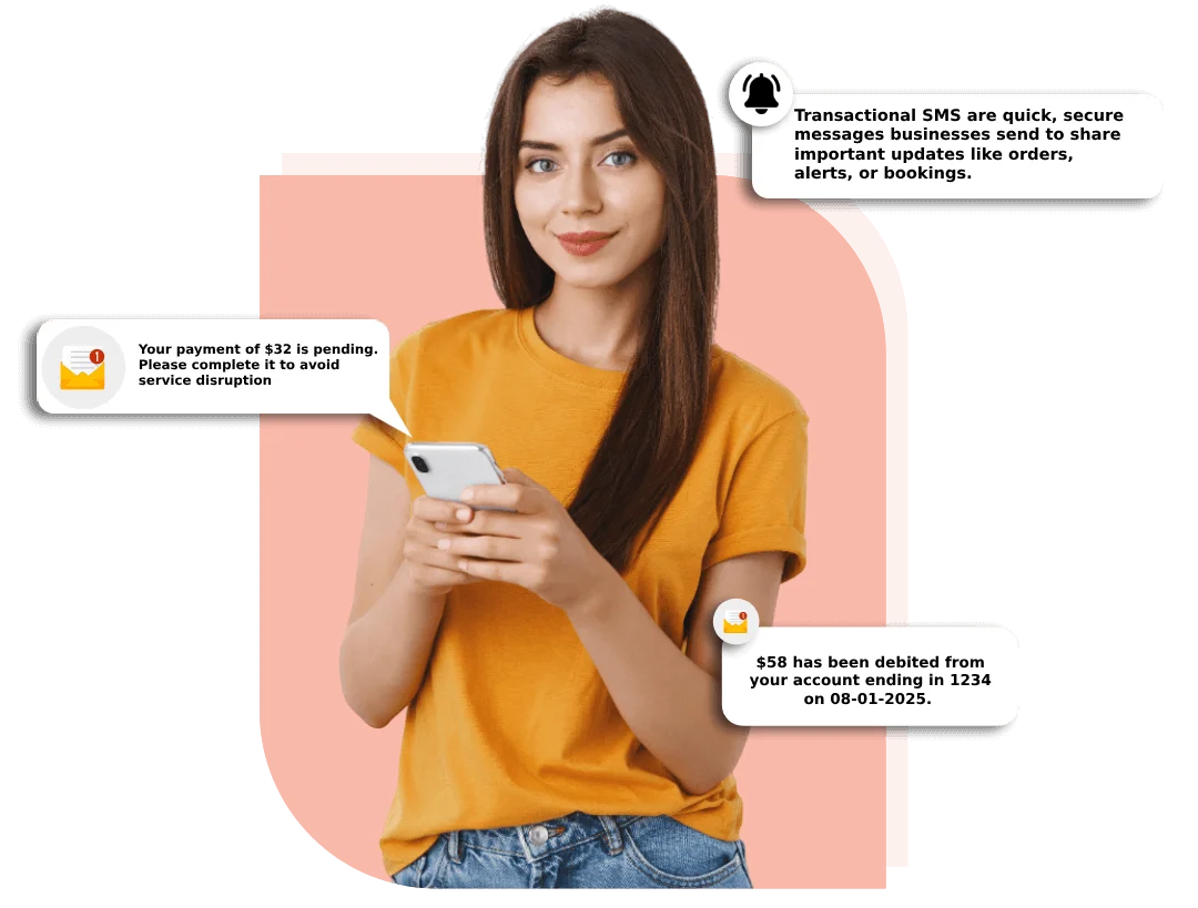 Customer receiving a bank fraud-alert transactional SMS